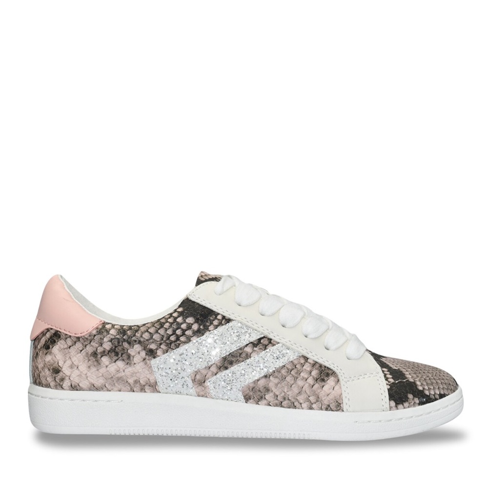VGC Dolce Vita Snakeskin White Sparkle Pink Detail Sneakers